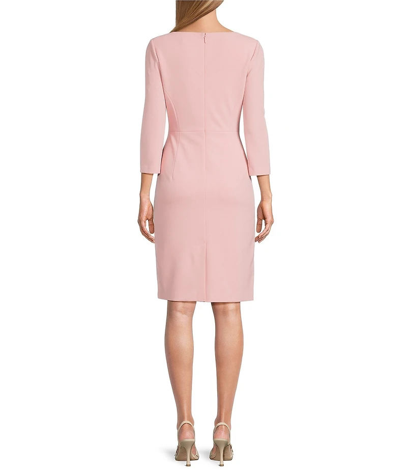Investments Scuba Crepe 3/4 Sleeve Ballet Neck Sheath Dress