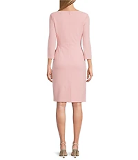 Investments Scuba Crepe 3/4 Sleeve Ballet Neck Sheath Dress