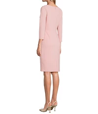 Investments Scuba Crepe 3/4 Sleeve Ballet Neck Sheath Dress