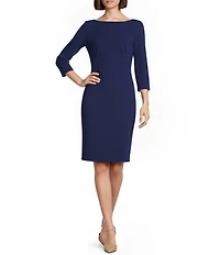 Investments Scuba Crepe 3/4 Sleeve Ballet Neck Sheath Dress