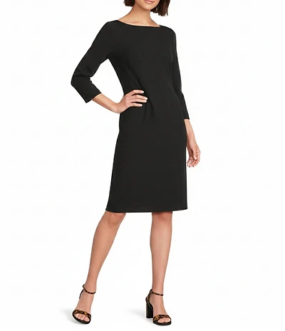 Investments Scuba Crepe 3/4 Sleeve Ballet Neck Sheath Dress