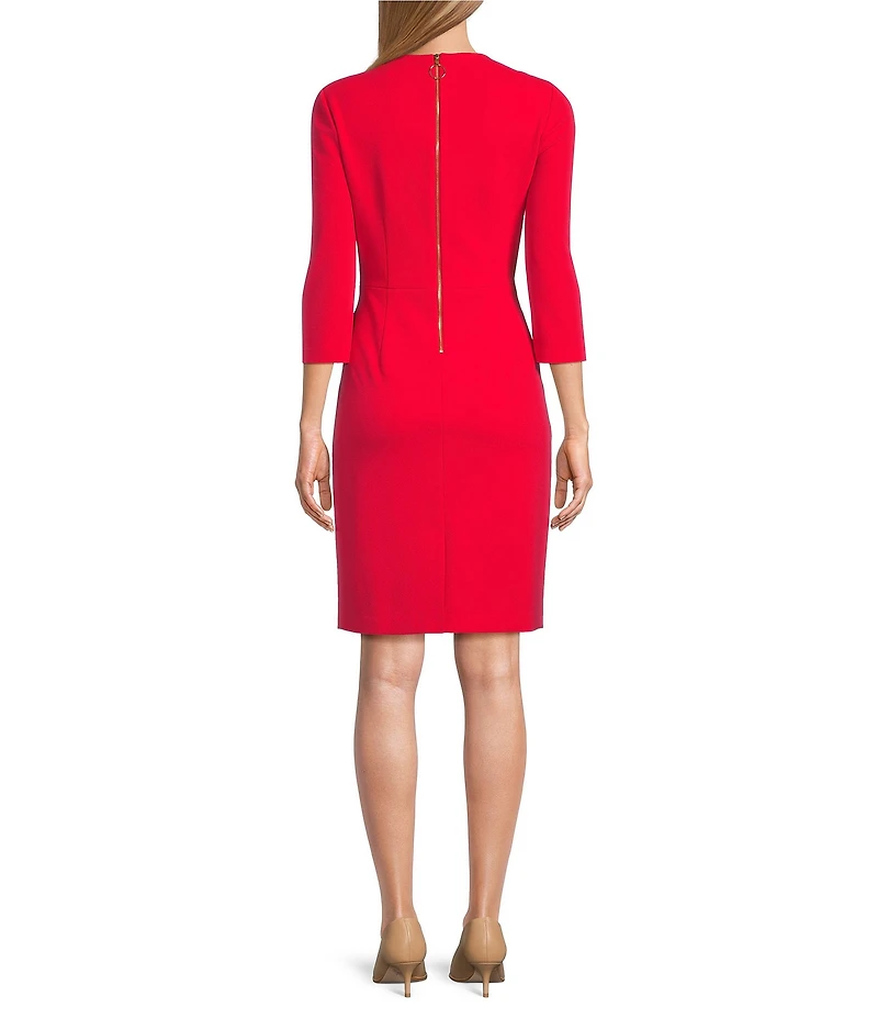 Investments Scuba Crepe 3/4 Sleeve Crew Neck Sheath Dress
