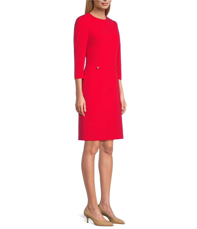 Vince Camuto Scuba Crepe Knit Long Sleeve Crew Neck Sequin Trim Sheath  Cocktail Dress | Liberty Center