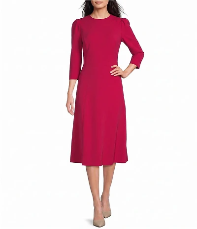 Investments Scuba Crepe 3/4 Sleeve Fit And Flare Dress