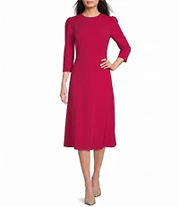 Investments Scuba Crepe 3/4 Sleeve Fit And Flare Dress