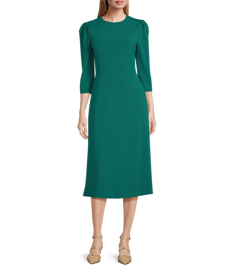 Investments Scuba Crepe 3/4 Sleeve Fit And Flare Dress