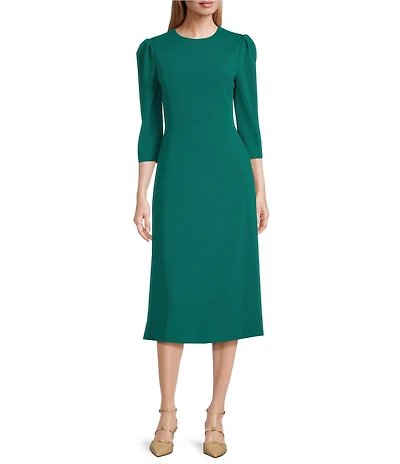 Investments Scuba Crepe 3/4 Sleeve Fit And Flare Dress