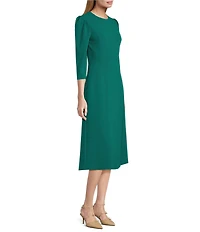 Investments Scuba Crepe 3/4 Sleeve Fit And Flare Dress