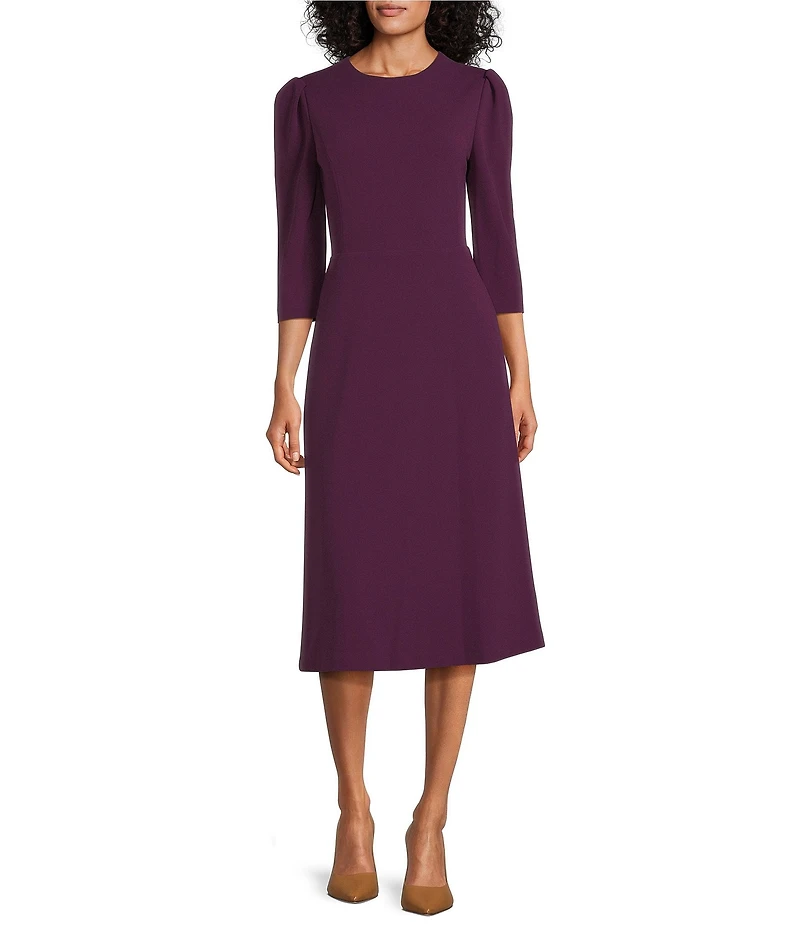 Investments Scuba Crepe 3/4 Sleeve Fit And Flare Dress