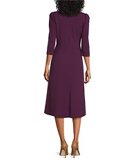 Investments Scuba Crepe 3/4 Sleeve Fit And Flare Dress