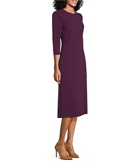 Investments Scuba Crepe 3/4 Sleeve Fit And Flare Dress