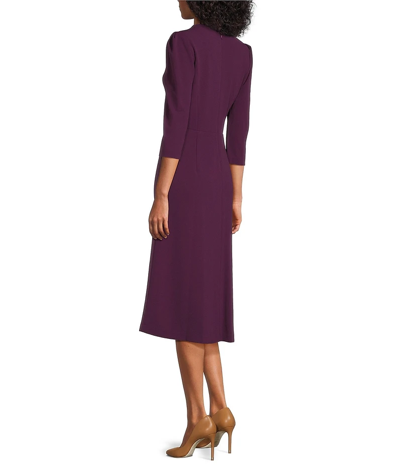 Investments Scuba Crepe 3/4 Sleeve Fit And Flare Dress