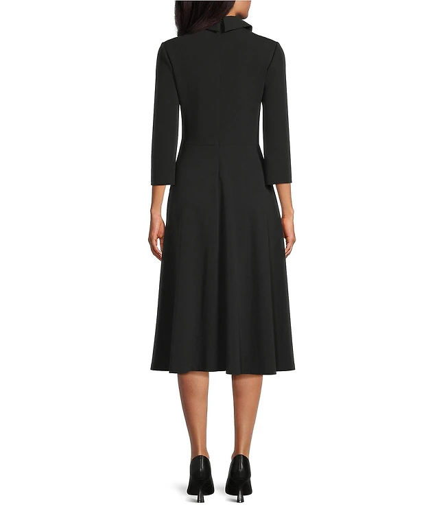 slim fit dress slacks Florida Midi Dress in Mini Navy Polka Dot main image 0