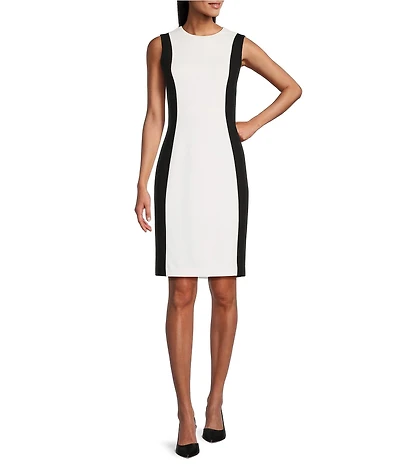 Investments Scuba Crepe Color Block Sleeveless Sheath Dress