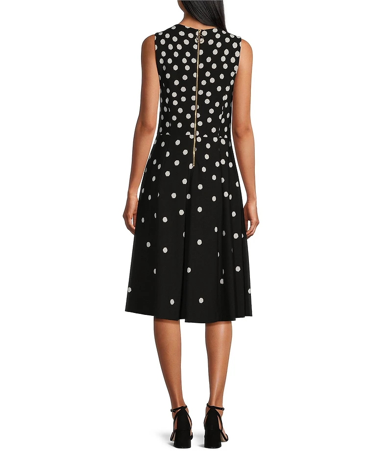 Investments Scuba Crepe Dotted Sleeveless Fit and Flare Dress