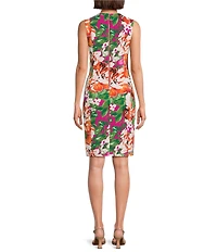 Investments Scuba Crepe Floral Print Sleeveless Sheath Dress