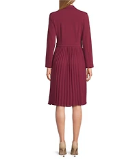 Investments Scuba Crepe Long Sleeve Blazer Pleated Fit and Flare Dress