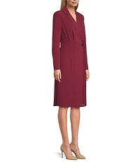 Investments Scuba Crepe Long Sleeve Blazer Pleated Fit and Flare Dress