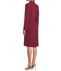 Investments Scuba Crepe Long Sleeve Blazer Pleated Fit and Flare Dress