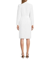 Investments Scuba Crepe Long Sleeve Blazer Pleated Fit and Flare Dress