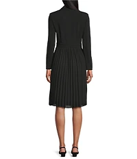 Investments Scuba Crepe Long Sleeve Blazer Pleated Fit and Flare Dress