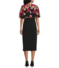 Investments Scuba Crepe Removable Cape Crew Neck Sheath Dress