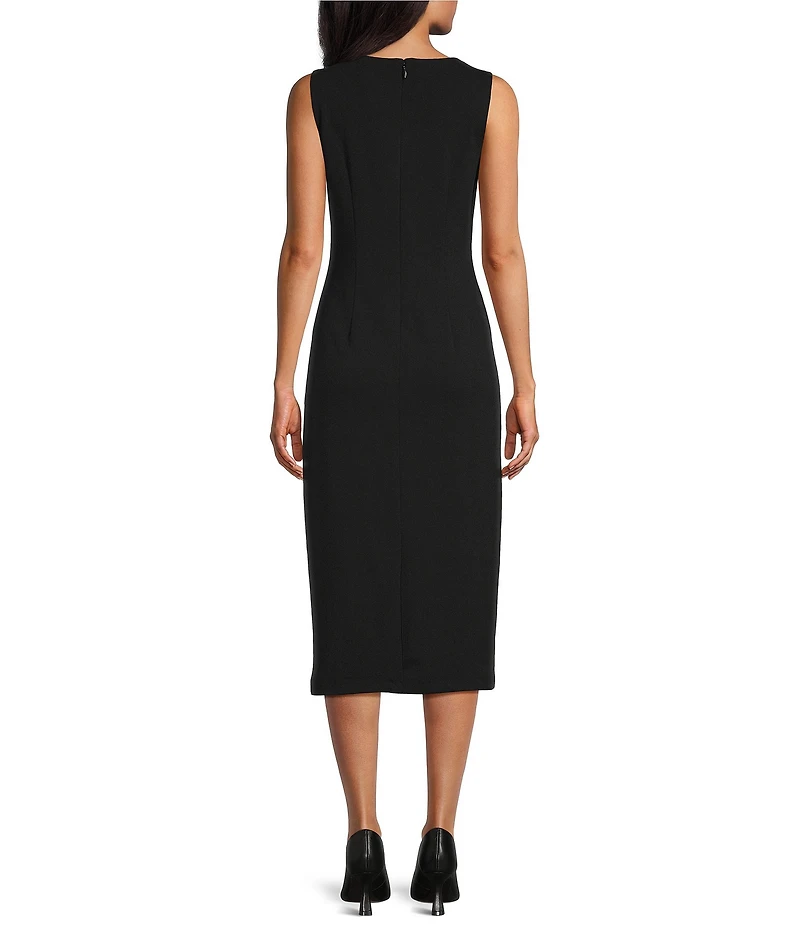 Investments Scuba Crepe Removable Cape Crew Neck Sheath Dress