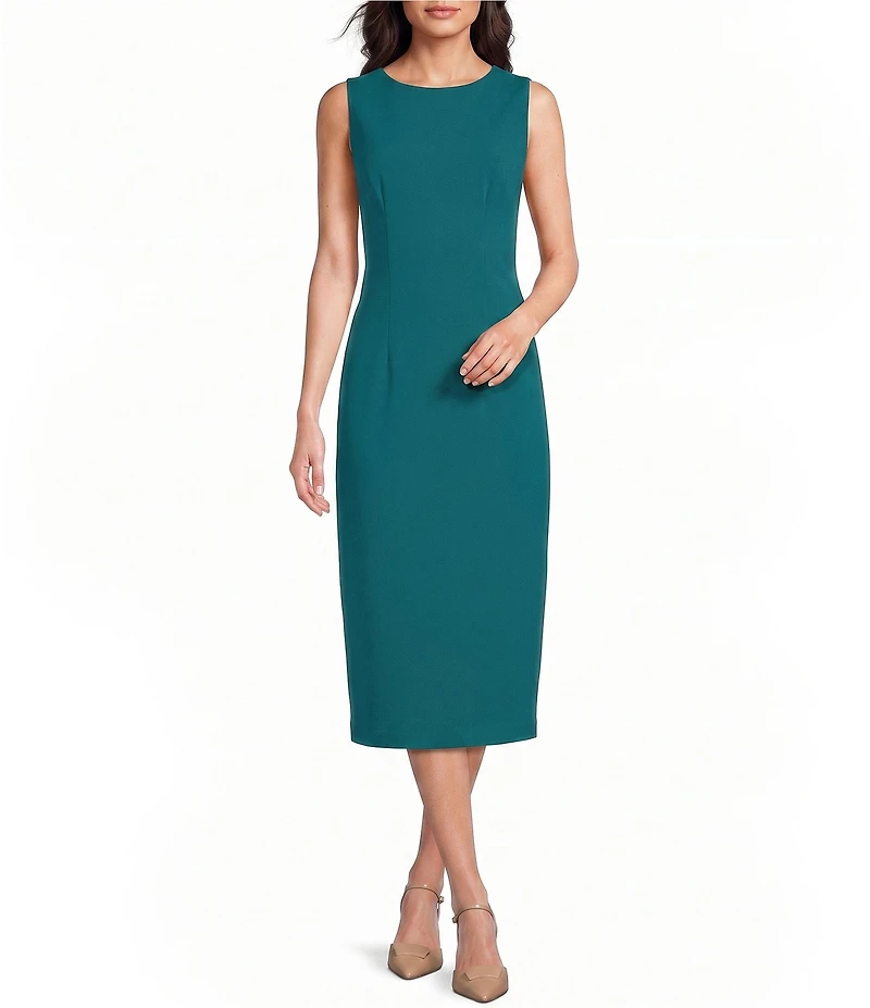 Investments Scuba Crepe Removable Cape Crew Neck Sheath Dress