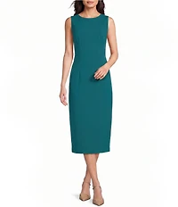 Investments Scuba Crepe Removable Cape Crew Neck Sheath Dress