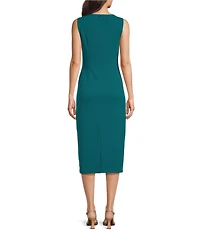 Investments Scuba Crepe Removable Cape Crew Neck Sheath Dress