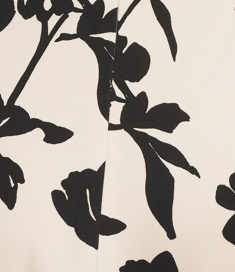 Investments Scuba Crepe Shadow Floral Short Sleeve Fit and Flare V-Neck Midi Dress