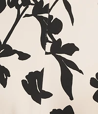 Investments Scuba Crepe Shadow Floral Short Sleeve Fit and Flare V-Neck Midi Dress