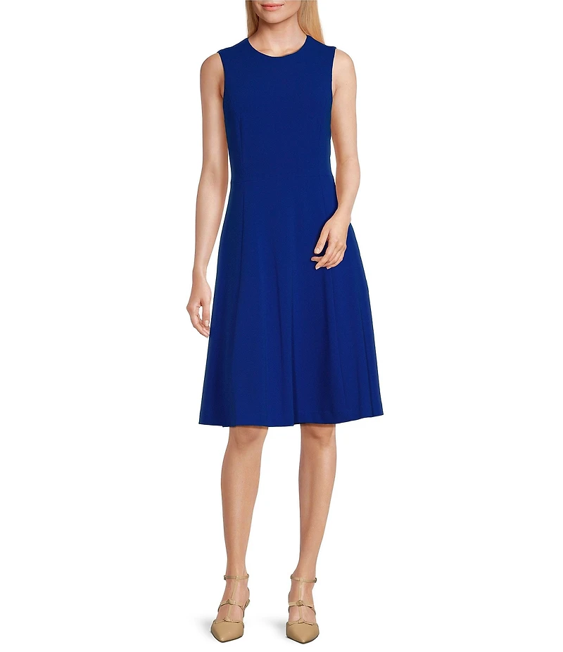 Investments Scuba Crepe Sleeveless Fit and Flare Dress