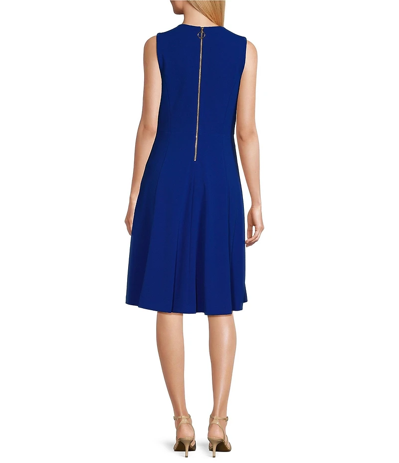 Investments Scuba Crepe Sleeveless Fit and Flare Dress