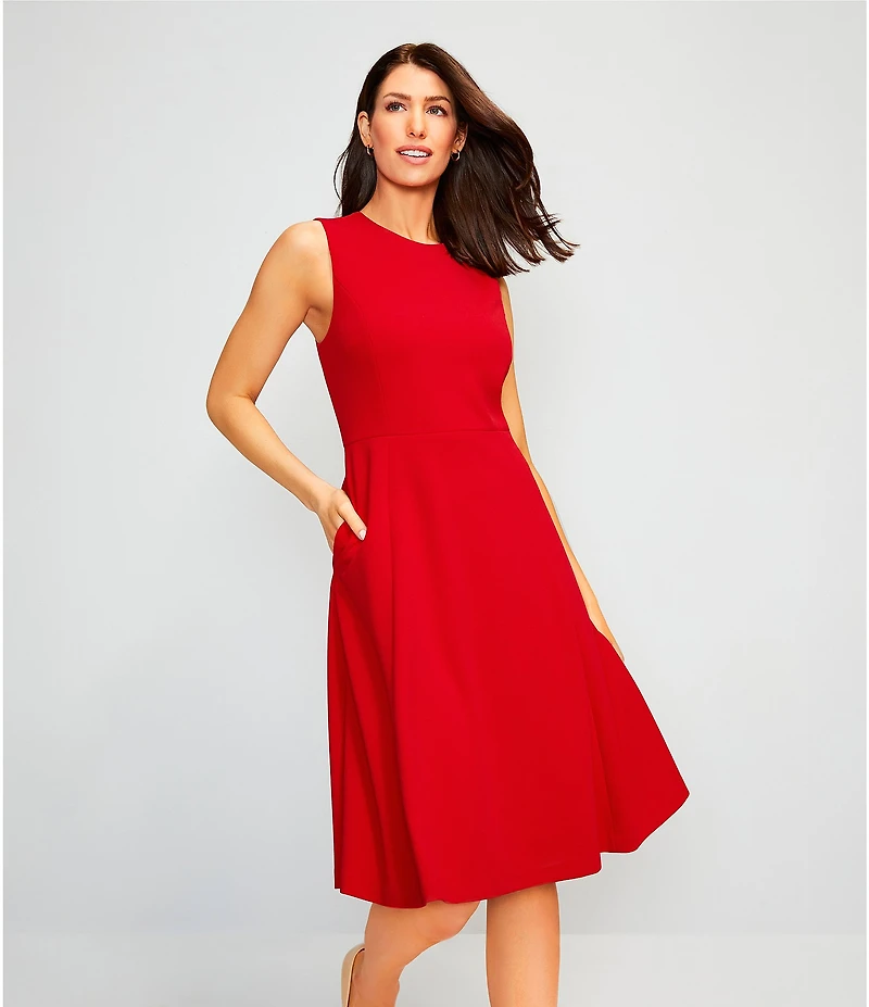 Investments Scuba Crepe Sleeveless Fit and Flare Dress