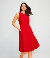 Investments Scuba Crepe Sleeveless Fit and Flare Dress