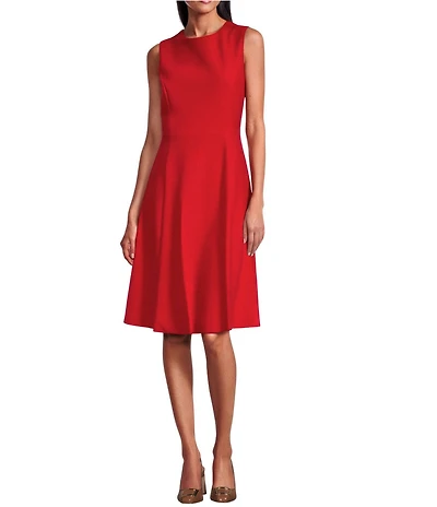 Investments Scuba Crepe Sleeveless Fit and Flare Dress