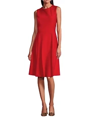 Investments Scuba Crepe Sleeveless Fit and Flare Dress