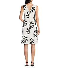 Investments Scuba Crepe Sleeveless V-Neck Zigzag Side Trim A-Line Dress