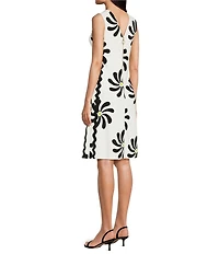 Investments Scuba Crepe Sleeveless V-Neck Zigzag Side Trim A-Line Dress