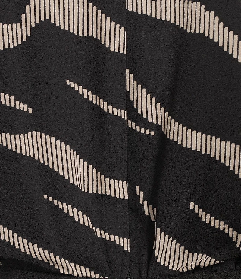 Investments Scuba Crepe Zebra Print Long Sleeve Faux Wrap Fit and Flare Midi Dress