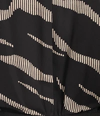 Investments Scuba Crepe Zebra Print Long Sleeve Faux Wrap Fit and Flare Midi Dress