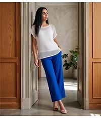 Investments Short Sleeve Crew Neck Open Stitch Top
