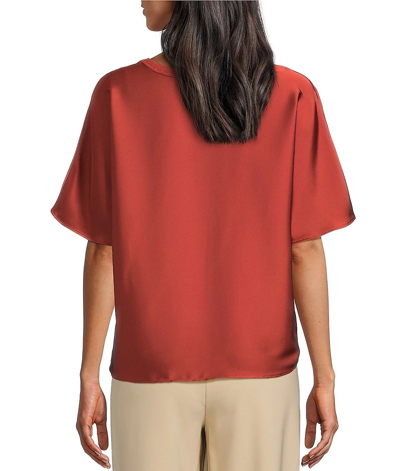 Investments Short Sleeve Crew Neck Satin Tee