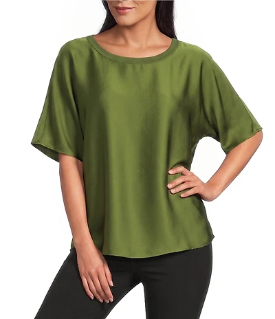Investments Short Sleeve Crew Neck Satin Tee
