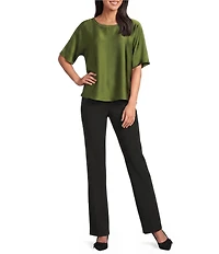 Investments Short Sleeve Crew Neck Satin Tee