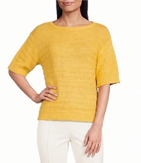 Investments Short Sleeve Crew Neck Tape Yarn Top