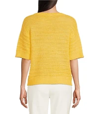 Investments Short Sleeve Crew Neck Tape Yarn Top