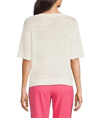 Investments Short Sleeve Crew Neck Tape Yarn Top
