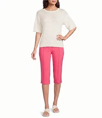 Investments Short Sleeve Crew Neck Tape Yarn Top